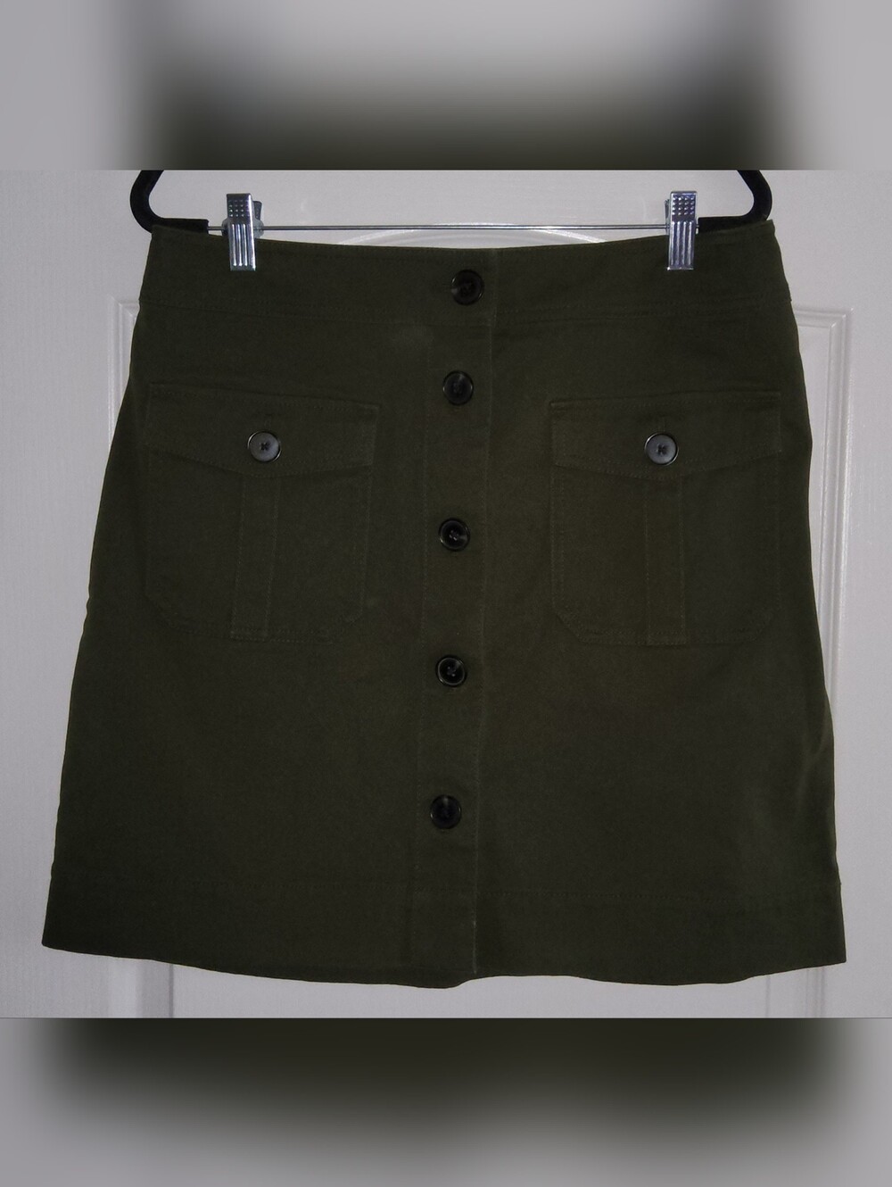 Ann Taylor Olive Button-Front Mini Skirt